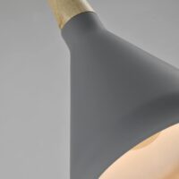 Grijze kegellamp met houten kop