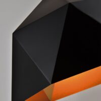 Hanglamp rechthoekig zwart met gouden binnenkant