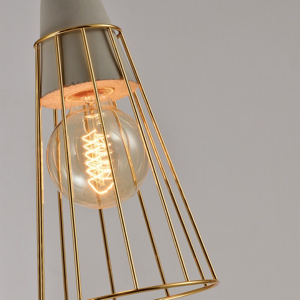 Hanglampen van QUVIO met beton en gouden draad