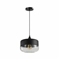 Retro hanglampen met een brede kap van staal en glas