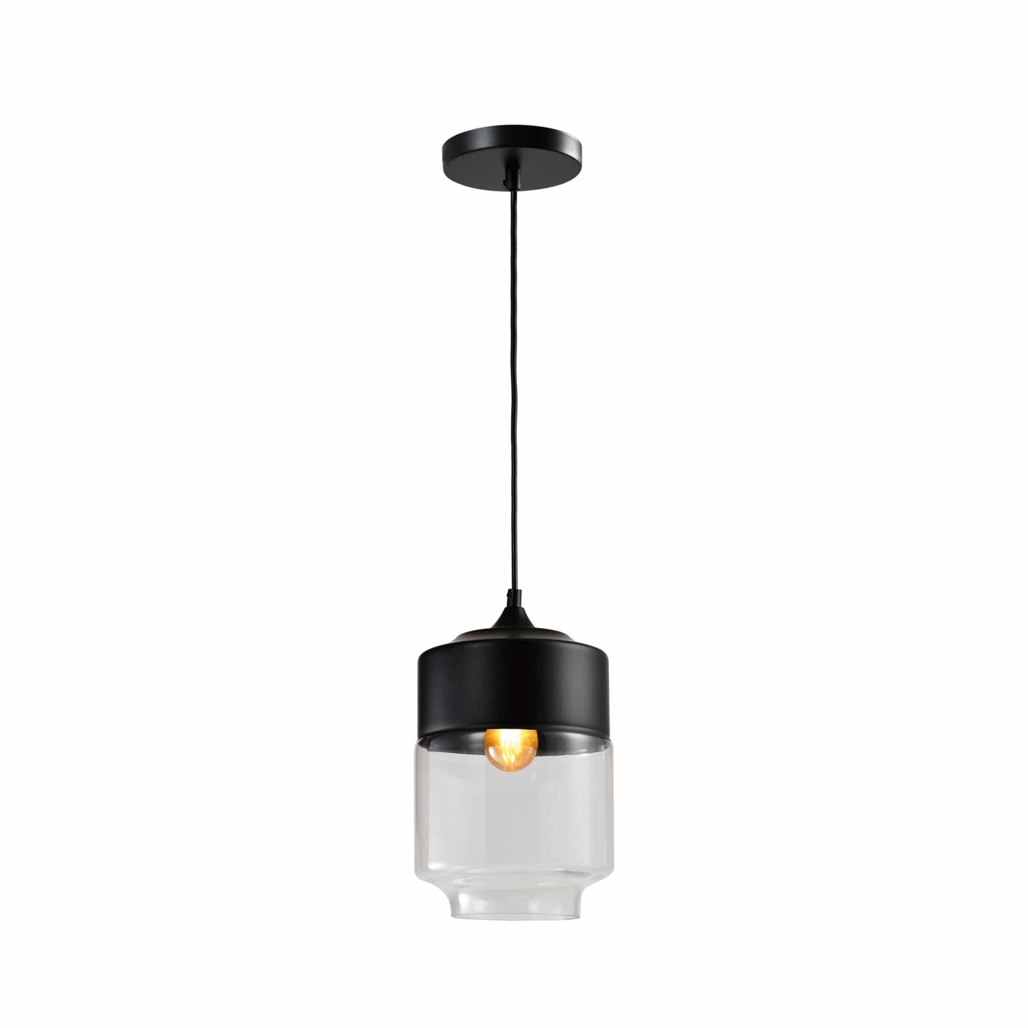 QUVIO Hanglamp retro - Langwerpige kap van metaal en glas - Diameter 18 cm
