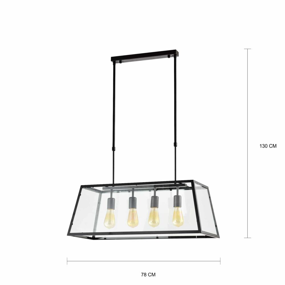 Afmetingen van de moderne hanglamp met grote kap
