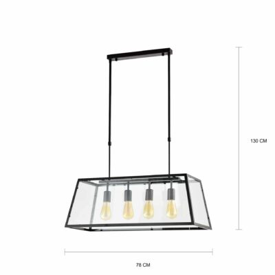 Afmetingen van de moderne hanglamp met grote kap