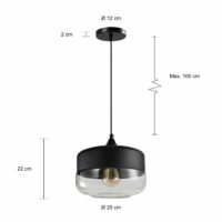 Afmetingen verlichting staal en glas