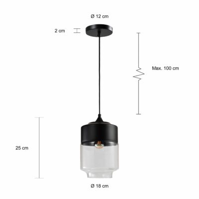 Retro hanglampen van metaal en glas