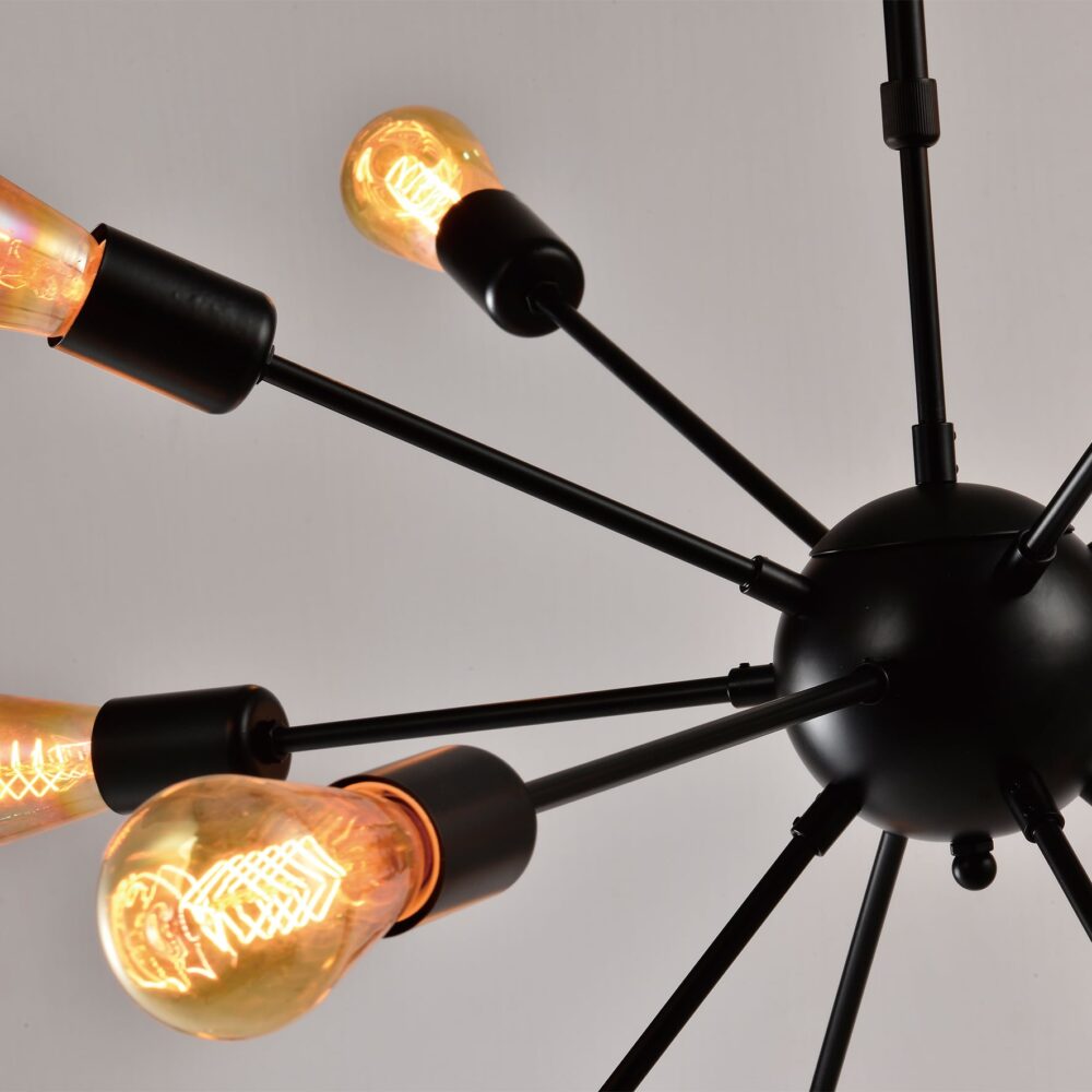 Modern zwarte lamp met verspreide lampen
