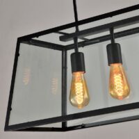 Glazen kap van metaal met 4 lampen