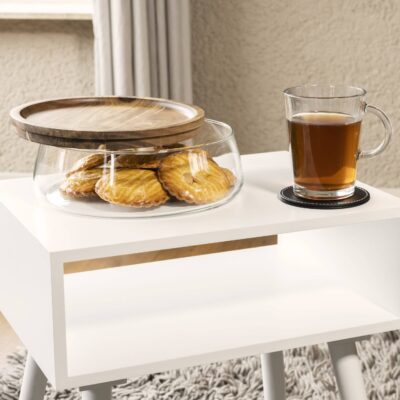 Koekjes schaal met houten deksel