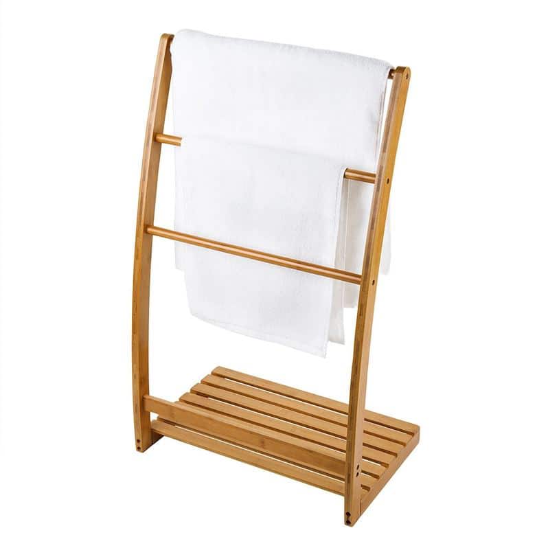 Zwakheid Lenen energie Handdoekenrek staand van bamboe | 32 x 50 x 84 cm (lxbxh)