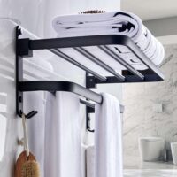 QUVIO zwart handdoekenrek