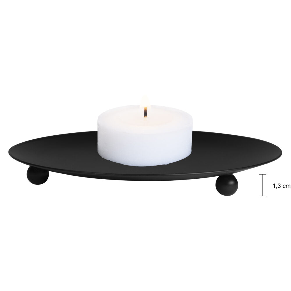 Hoogte kaarsenstandaard schaaltje in het zwart
