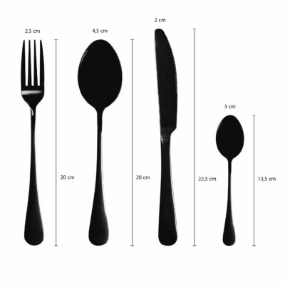 Zwart metalen bestekset van 4