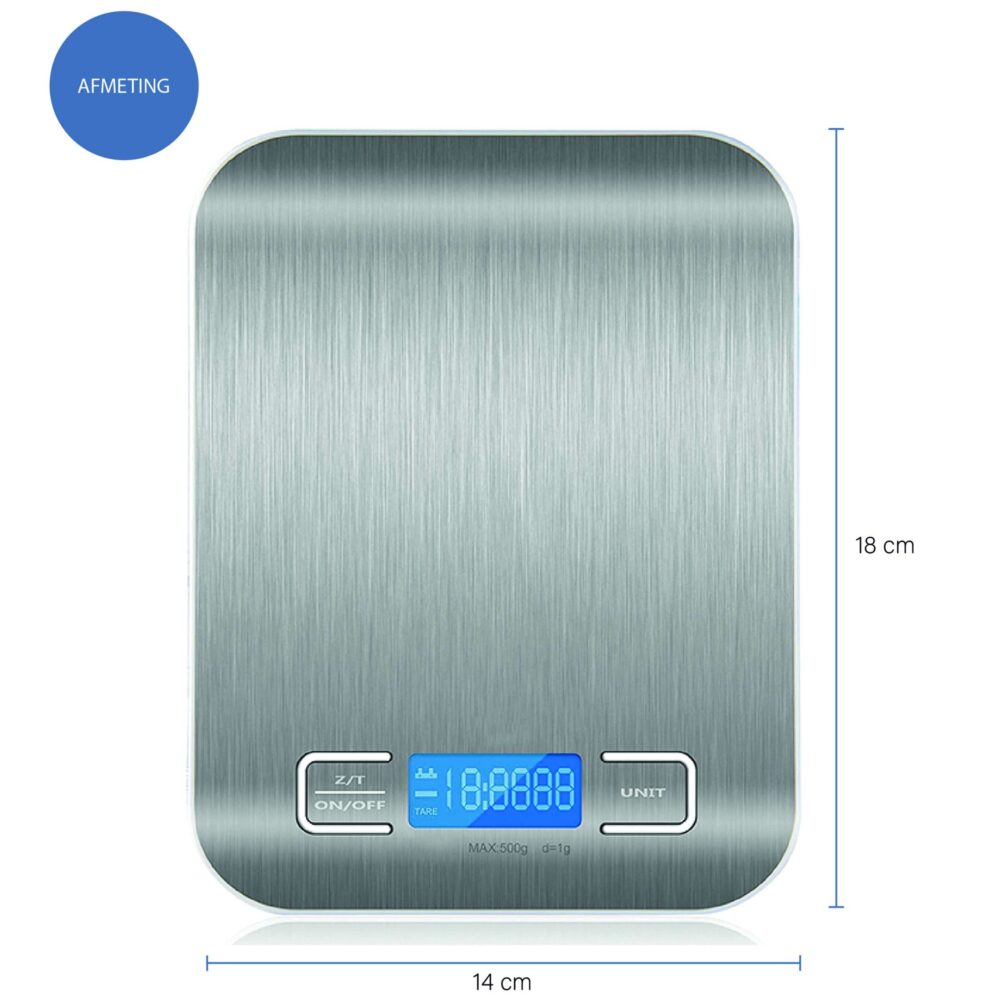 afmetingen van Keukenweegschaal 5000 gram
