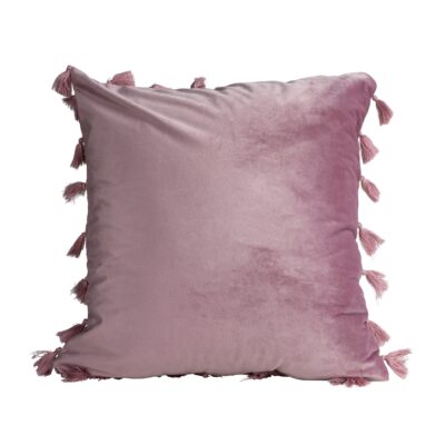 roze kussenhoes met franjes