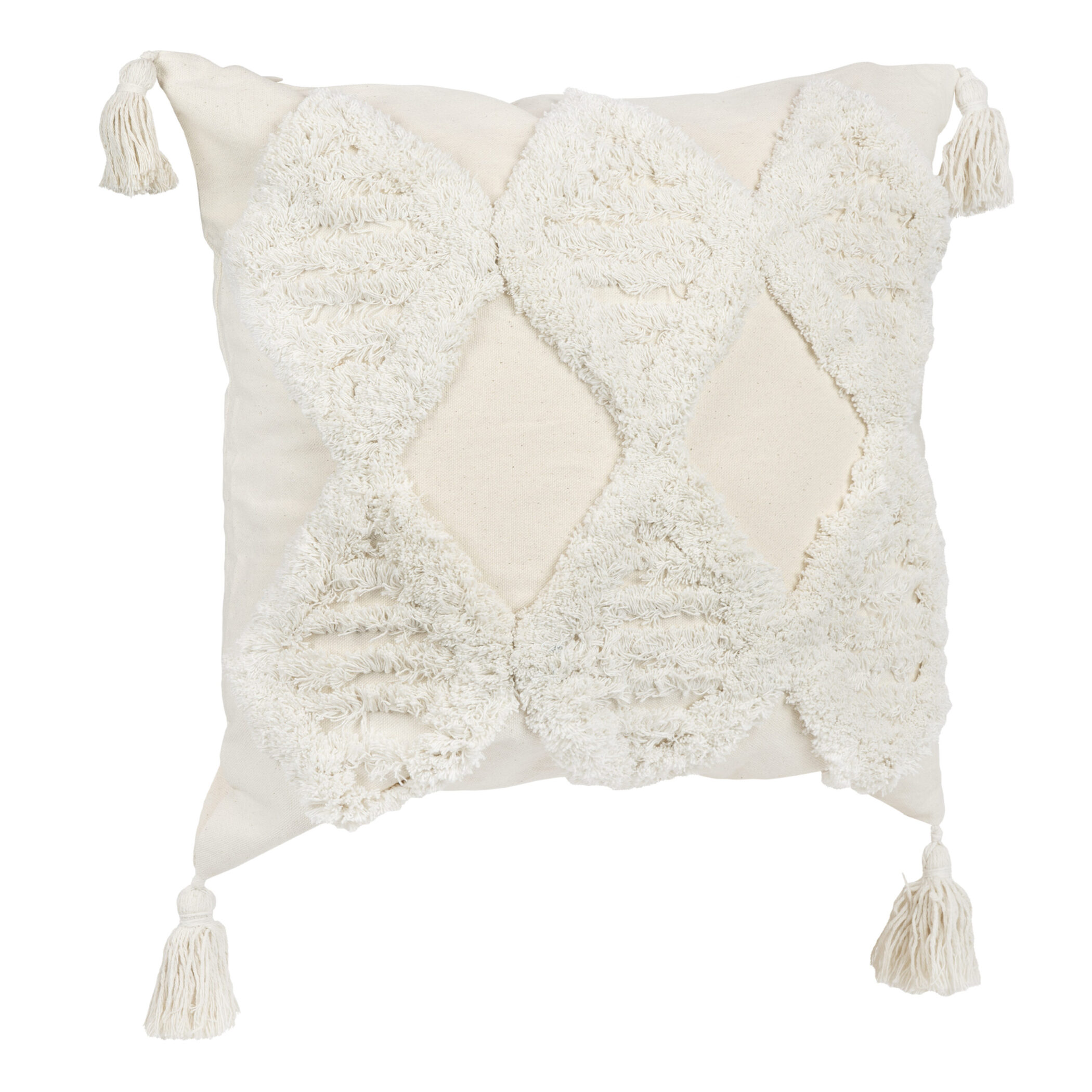 QUVIO Kussenhoes Bohemian met franjes - Kleine ruiten - 45 x 45 cm