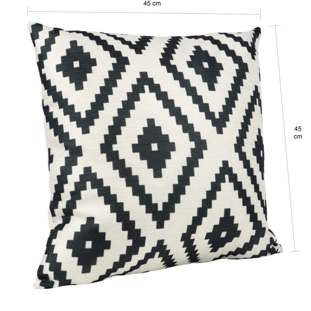 45 x 45 cm kussensloop in het zwart met beige