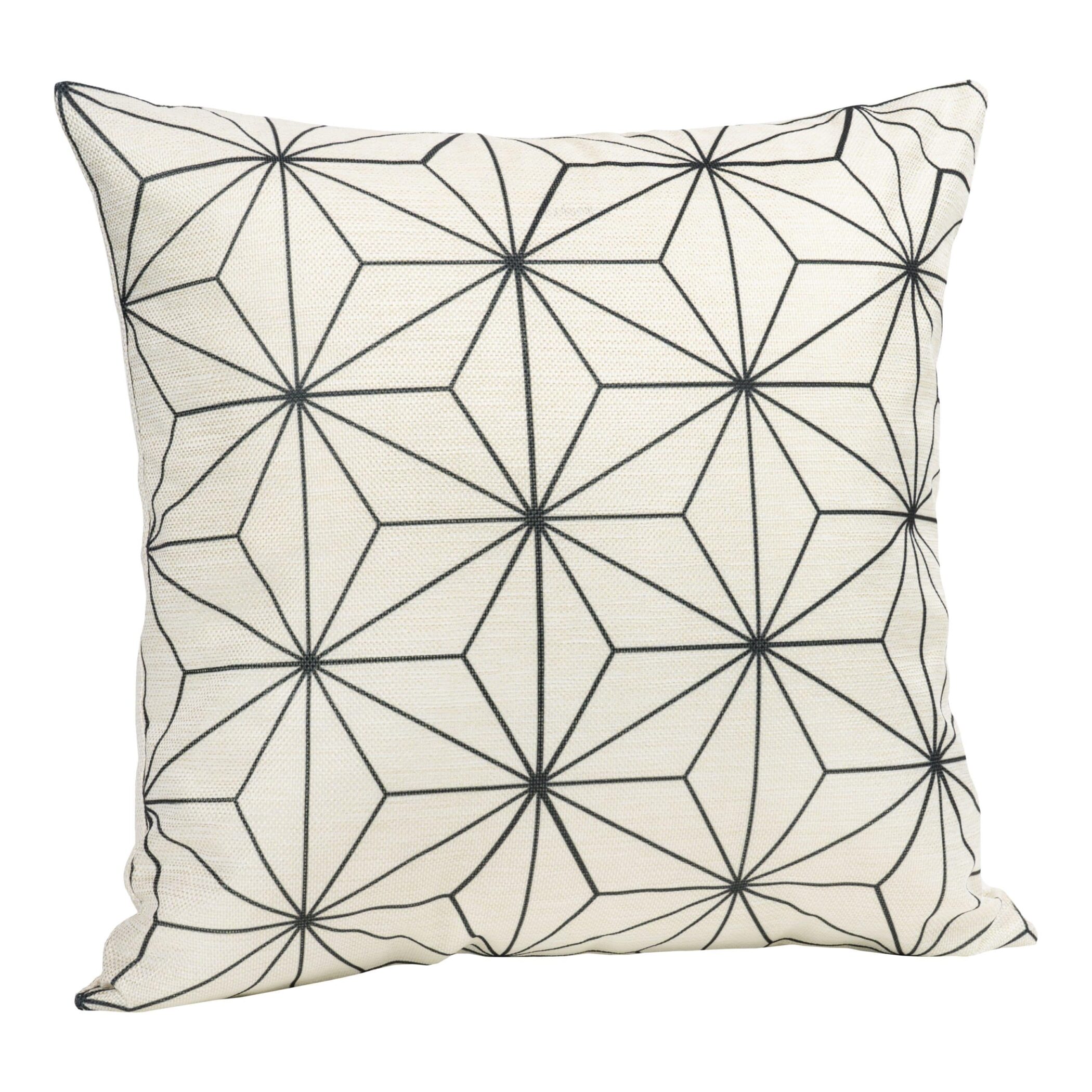 QUVIO Kussenhoes met ster patroon - 45 x 45 cm - Zwart/Beige