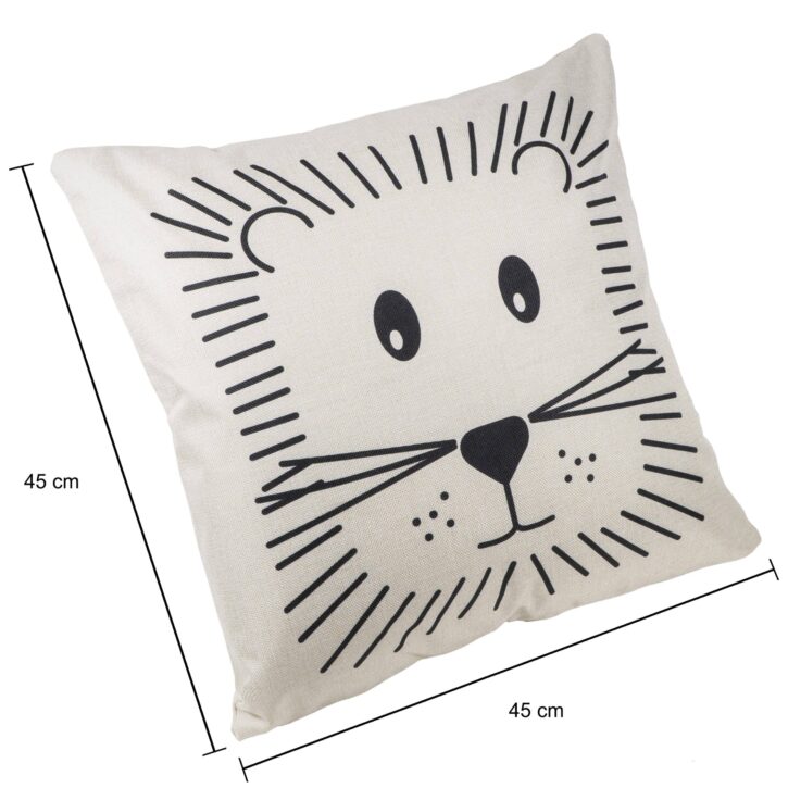 kussenhoes voor kinderen met leeuw van 45 x 45 cm