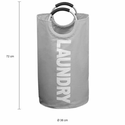 Grijze wasmanden met laundry tekst