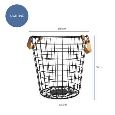 Opbergmand met leren handvaten