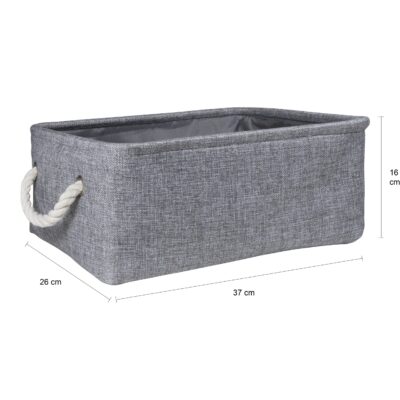 Afmetingen van de opbergmand met handvaten van touw