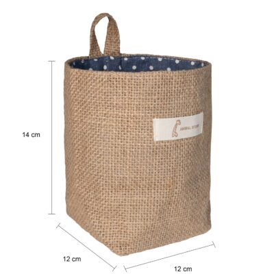 Afmetingen opbergzak met blauwe stippen