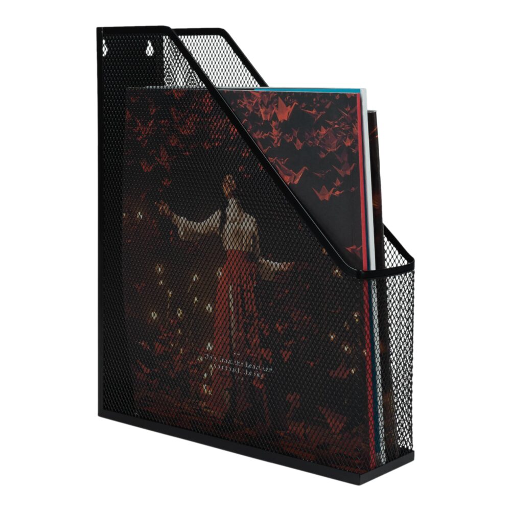 zwarte stalen tijdschriftencassette