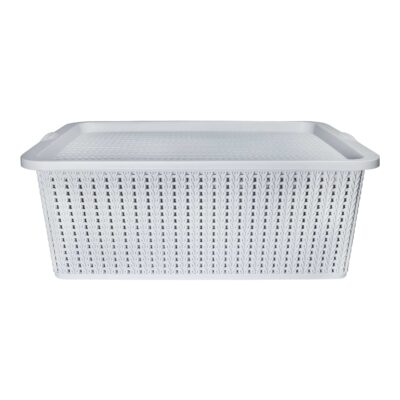 Kunststof gevlochten grijze opbergbak