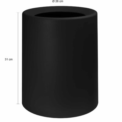 Afmetingen klein afvalemmer in het zwart