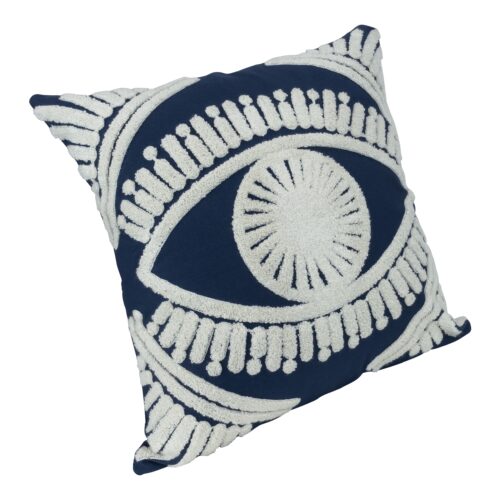 blauwe kussenhoes met oog