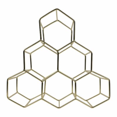 Goud hexagon wijnrek
