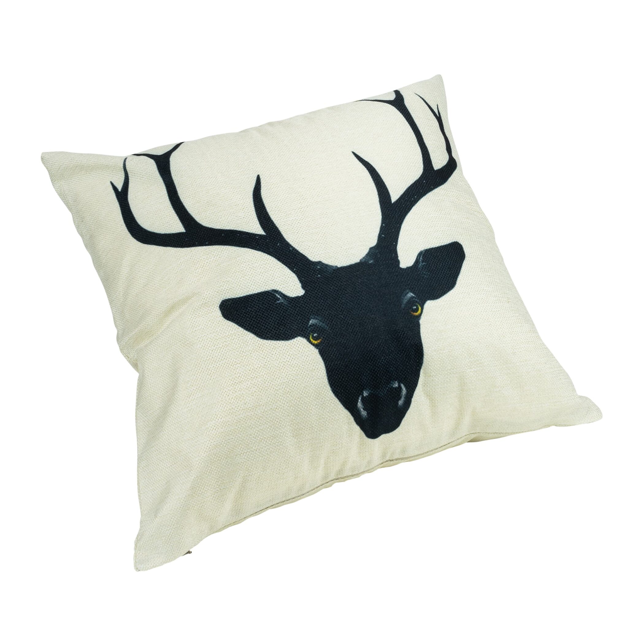 QUVIO Kussenhoes met rendier – 45 x 45 cm – Zwart en Beige