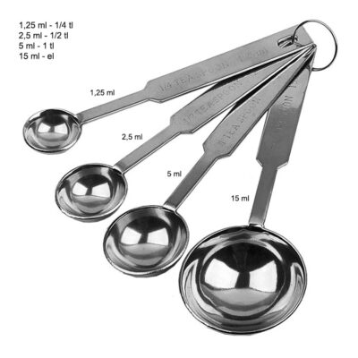 verschillende maten van maatlepels in een set van 4