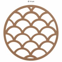 Bruine pannenonderzetter met een diameter van 14 cm