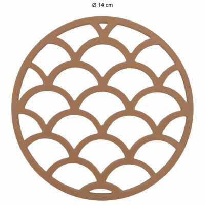 Bruine pannenonderzetter met een diameter van 14 cm