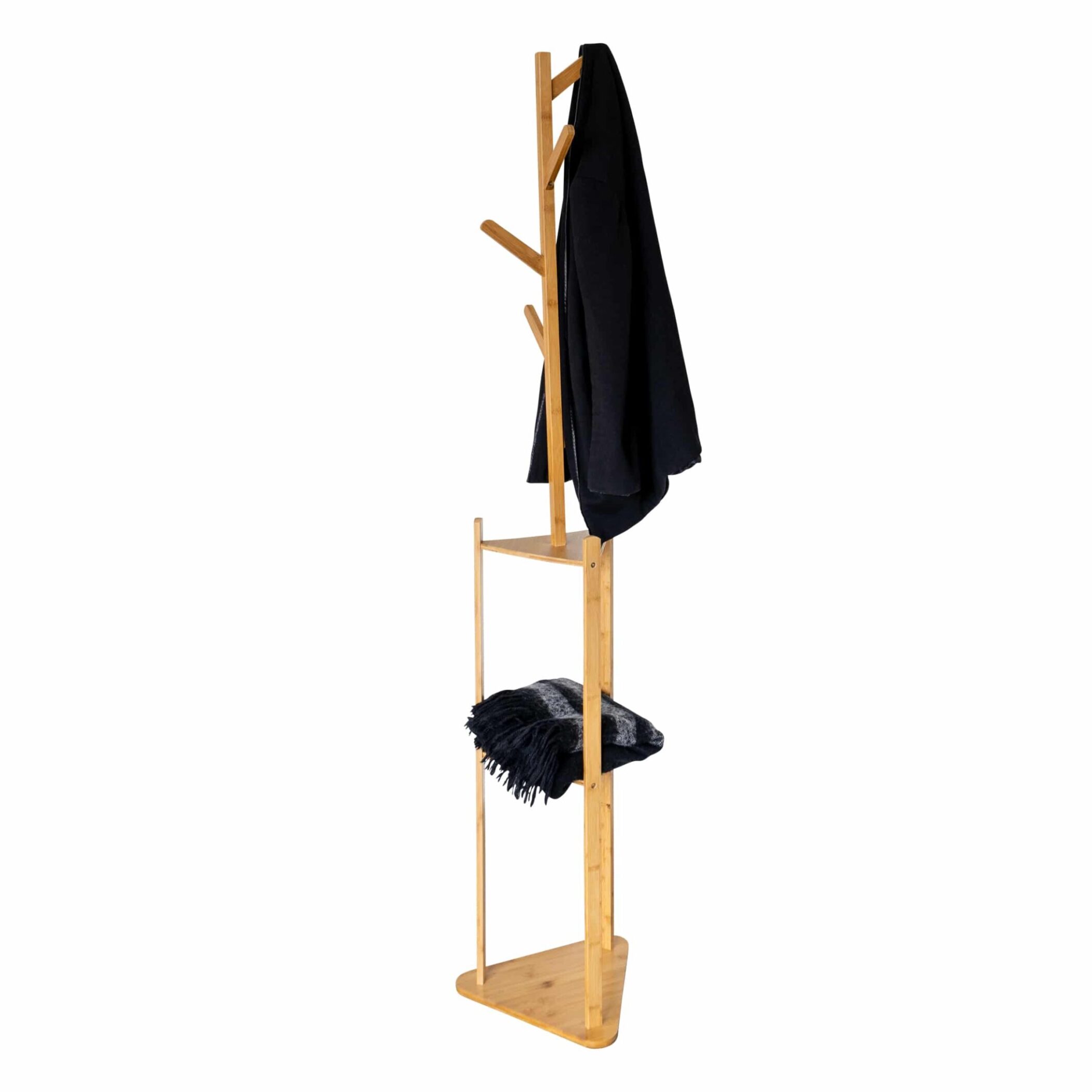 QUVIO Kapstok staand met legplanken - 32,5 x 32,5 x 179 cm