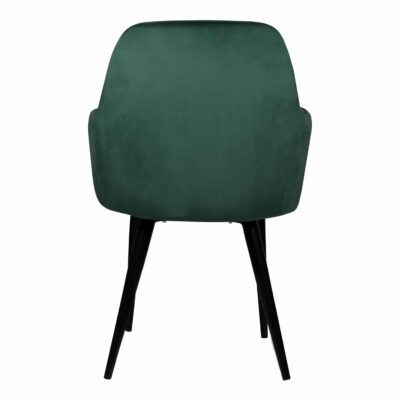 Donkergroene keukenstoelen fluweel en staal