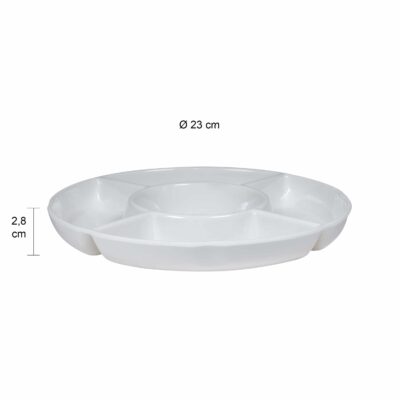 Rond witte bord met afscheidingen