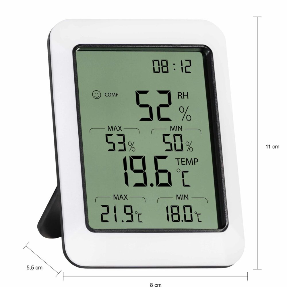 Afmetingen van de binnen temperatuurmeter