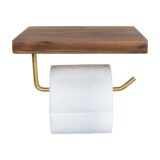 Toiletrolhouder met houten telefoonplankje