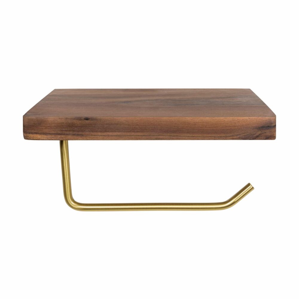 Wc rol houder van hout en metaal