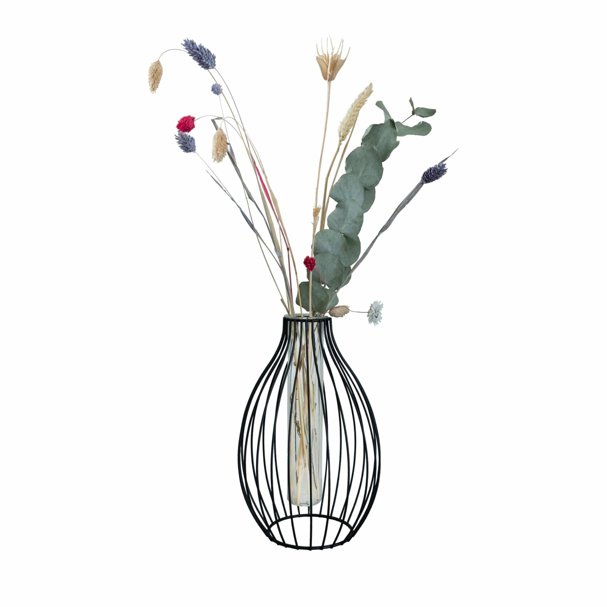 QUVIO Vaas met metalen spijlen - 15 x 23,5 cm
