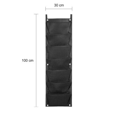 Zwart verticale tuin met 7 zakken