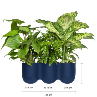 QUVIO Bloempot voor aan de wand – 15 x 43,5 cm – Donkerblauw