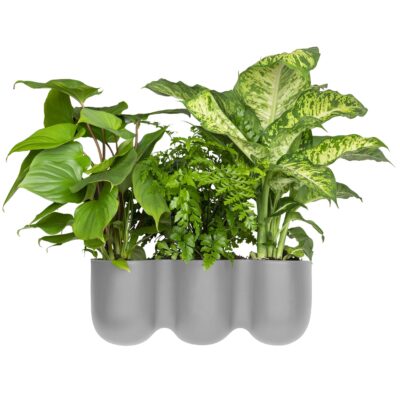 Grijze bloempotten trio voor aan de wand