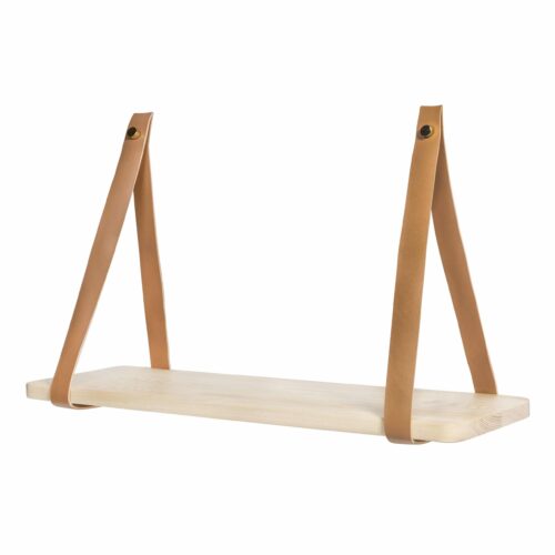 Wandplank met leren riemen