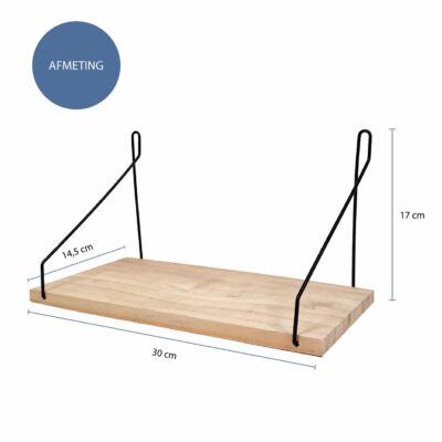 Wandplankje van hout met metaal
