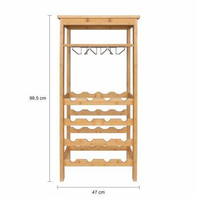 Afmetingen van het houten wijnrek voor 16 flessen