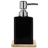 Zwart met houten dispenser voor zeep in te doen