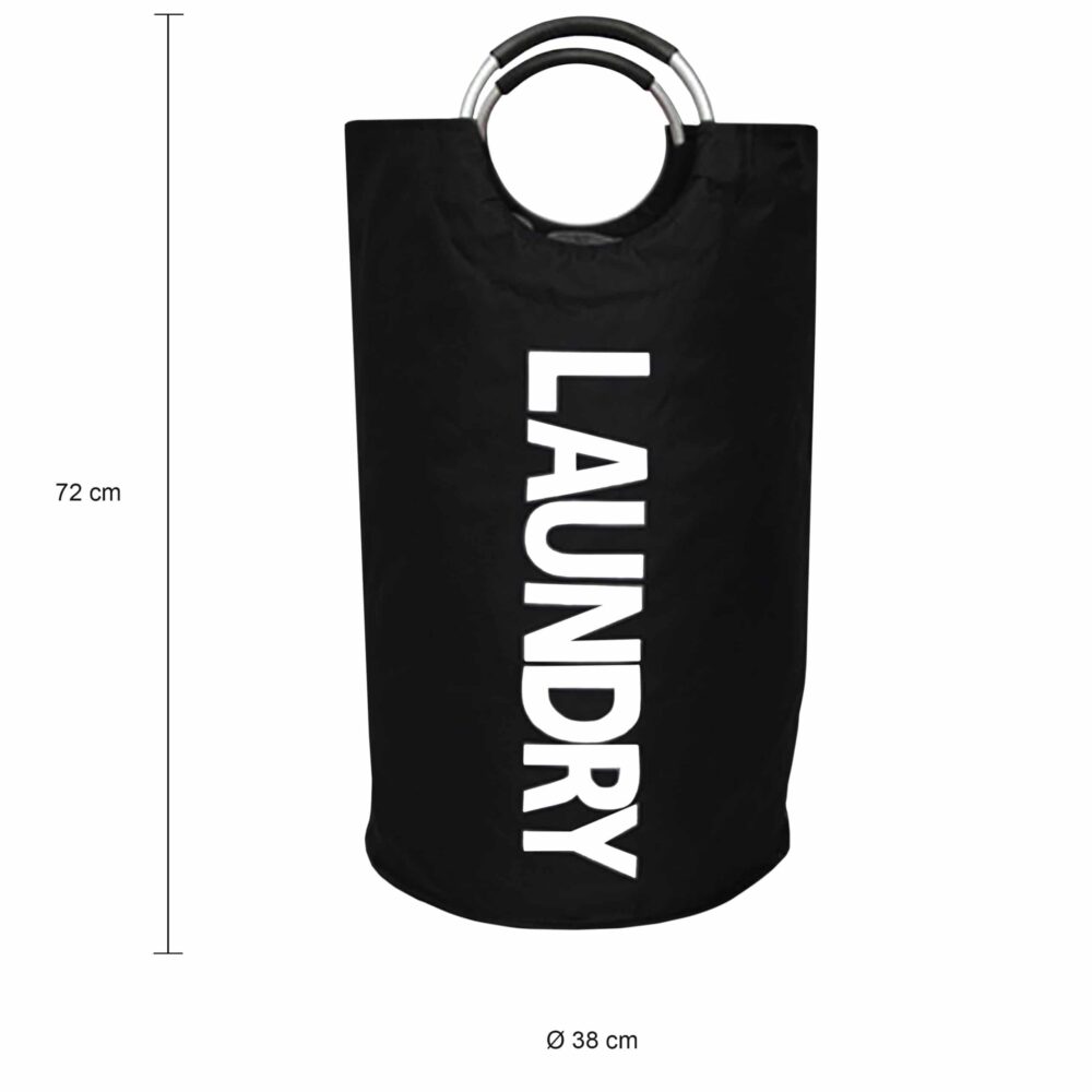 Makkelijk op te bergen zwarte wasmanden